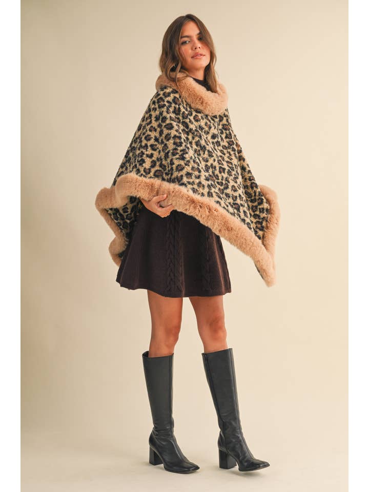 Klesis - Wholesale Poncho - Women's - IJ1660 FAUX FUR LEOPARD PRINTED PONCHO 21