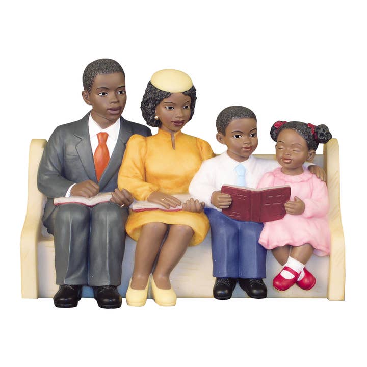 16051 : Banc d'église afro-américain : Famille heureuse, 10x15 cm pour la vente par Positive Image Gifts