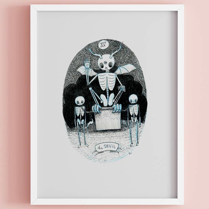 Cat Rocketship - Wholesale Art Print - Tarot Print - The Devil, 5x7 print, 8x10 print2
