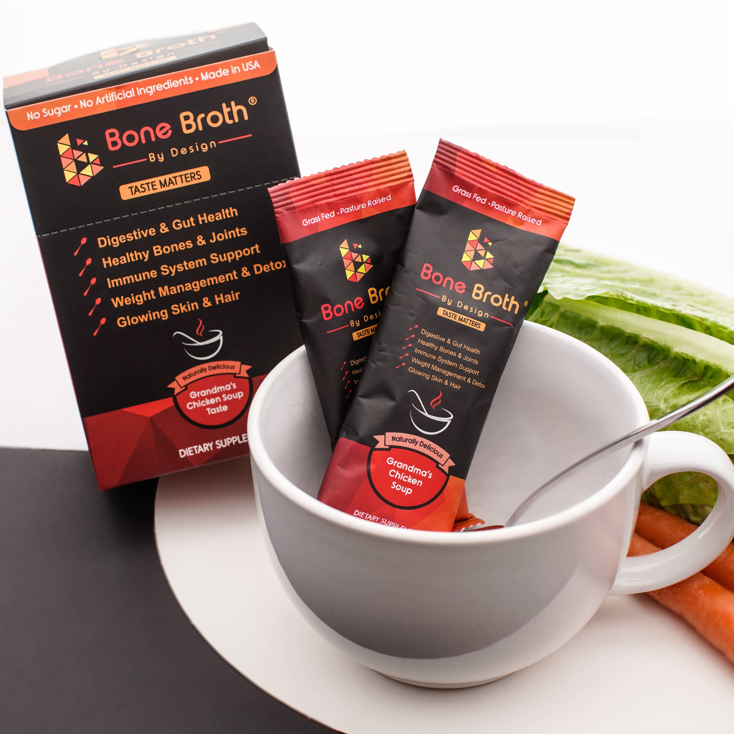 BROTH BY DESIGN - Wholesale Powdered Health Drink - Bone Broth Grass Fed Grandma Chicken Natural Flavor Box3