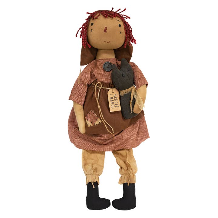 The Hearthside Collection - Wholesale Decorative Tabletop Object - Gracie Doll w/Mabel the Cat