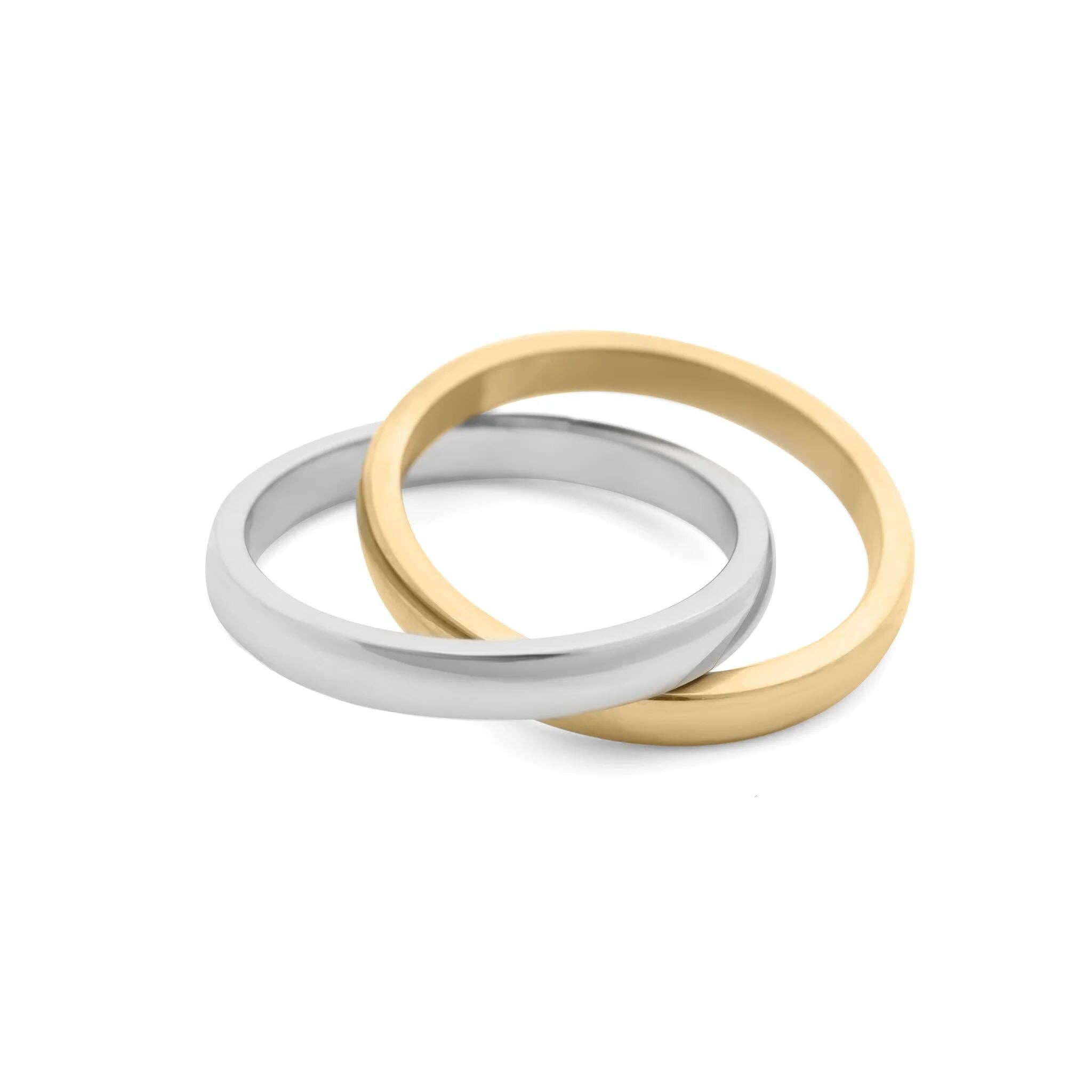 Blandad metall 18K guld PVD rostfritt stål blandad metall sammanflätad ring för wholesale på Faire5