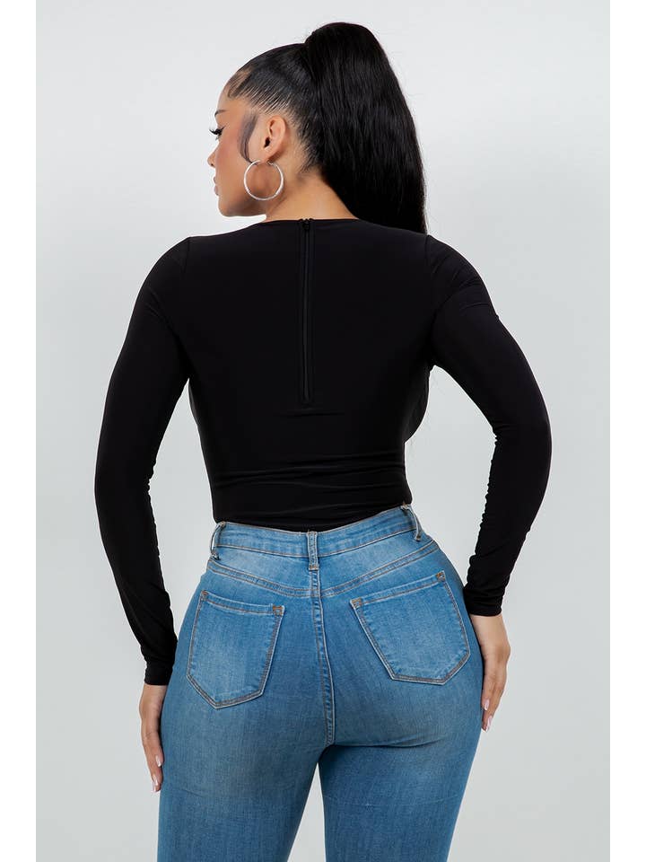 Uptown Apparel - Wholesale Bodysuit - Women's - J8092 VENECIA DOUBLE LINED BODYSUIT WITH CUT OUTS, METAL2