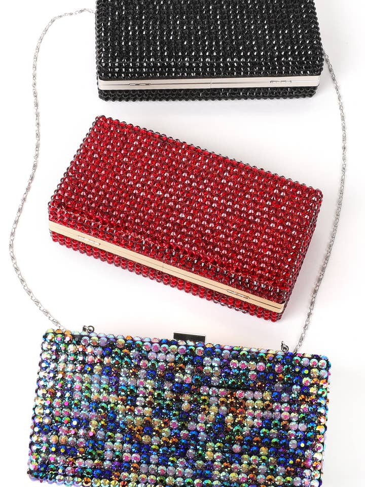 Crystal Rhinestone Evening Box Clutch Purse for wholesale by SP Sophia Collection