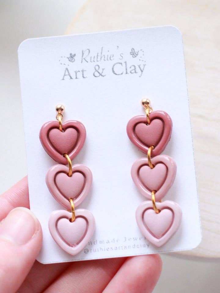 Stacked Heart Dangles for wholesale by Ruthie and Co.