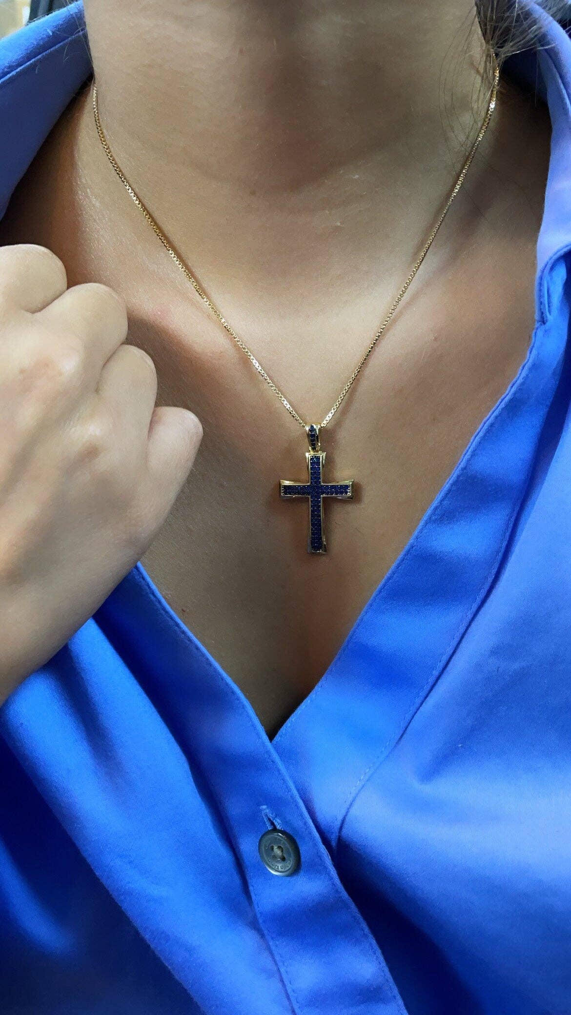 Milie – wholesale Hänge-/berlockhalsband – 18k GF Korshänge: Färgglada Kubisk Zirkonia5