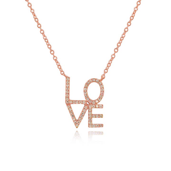 Love necklace with diamonds, 18K rose gold for wholesale by Leaf Jewelry