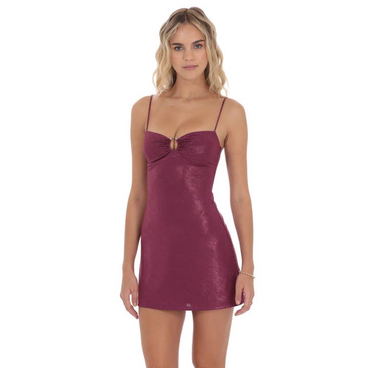 Klänning med folieutsmyckning i plommon för wholesale av Lucy In The Sky