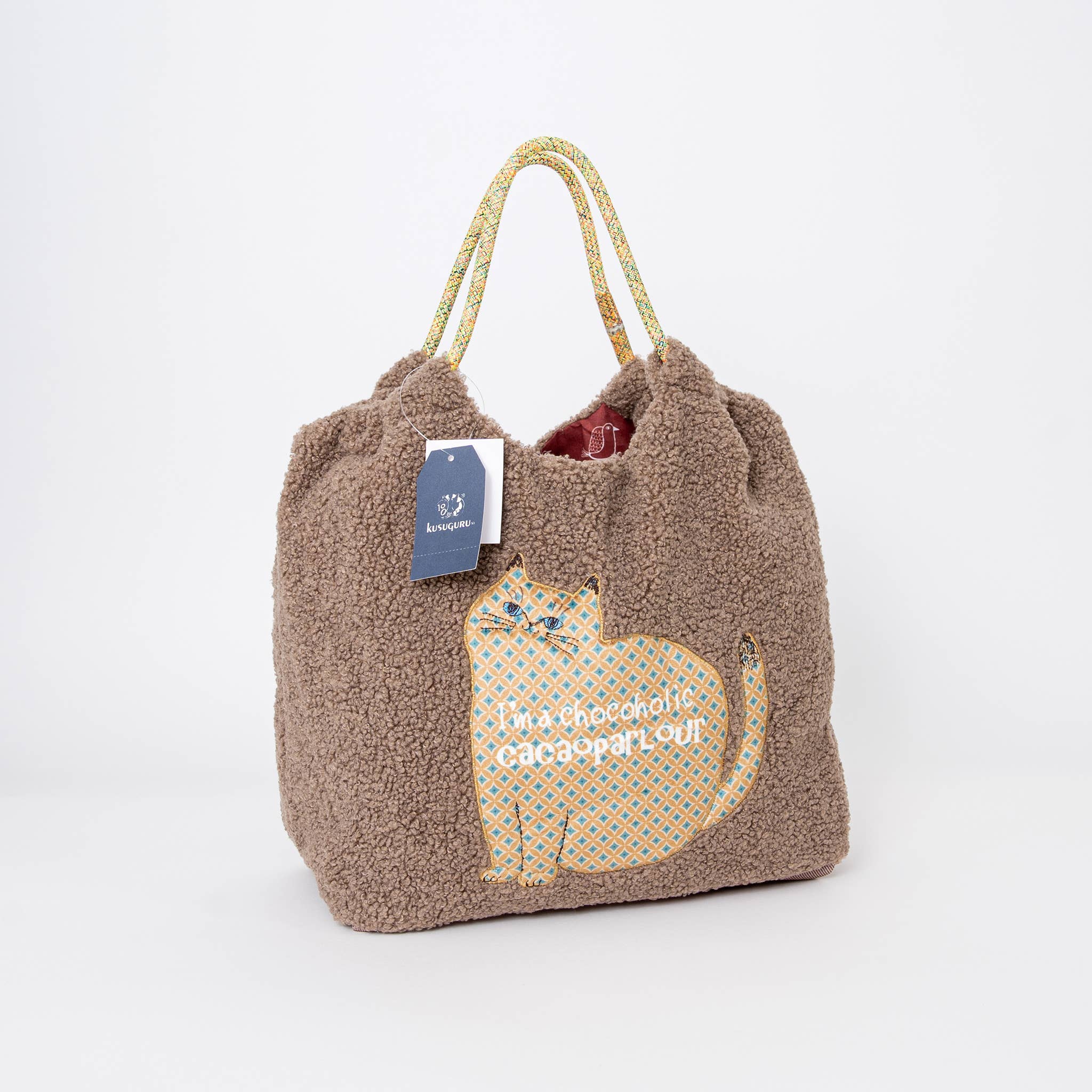 U PLUS INC – wholesale Bärkasse - Dam – Mysig Teddy Fleece Kattapplikation Tote Väska - Kusuguru Japan2