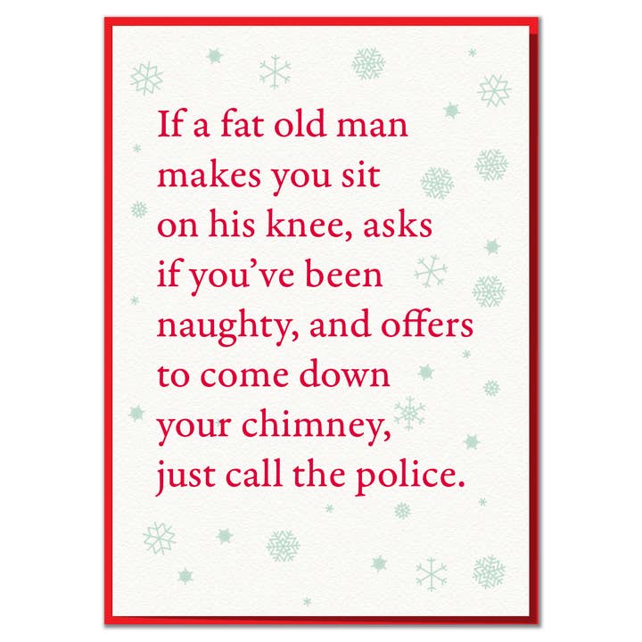 Call The Police. Funny Christmas Card for wholesale by Mungo And Shoddy