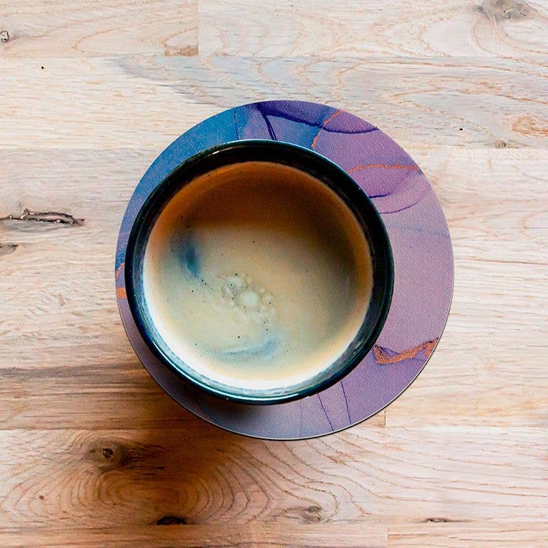 Pinted - Wholesale Coasters - Set of 4 round coasters Purple Electrik