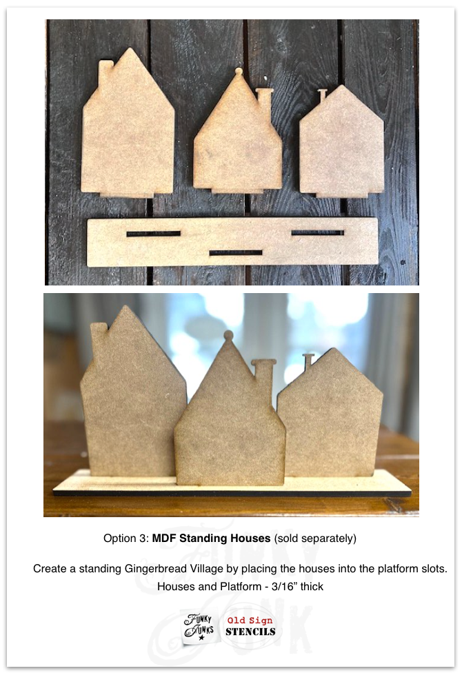 Muddaritaville Studio – wholesale Stencil/craft die – FJ169 Funky Junk's Old Sign Stencils Gingerbread Village stencil4