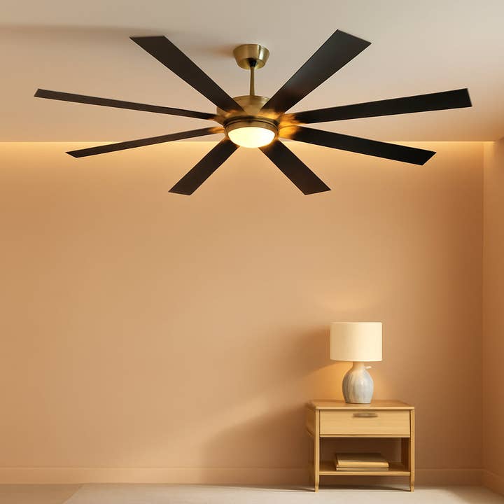 72 Inch Black And Gold Ceiling Fan With Remote Light for wholesale by ShipItFurniture