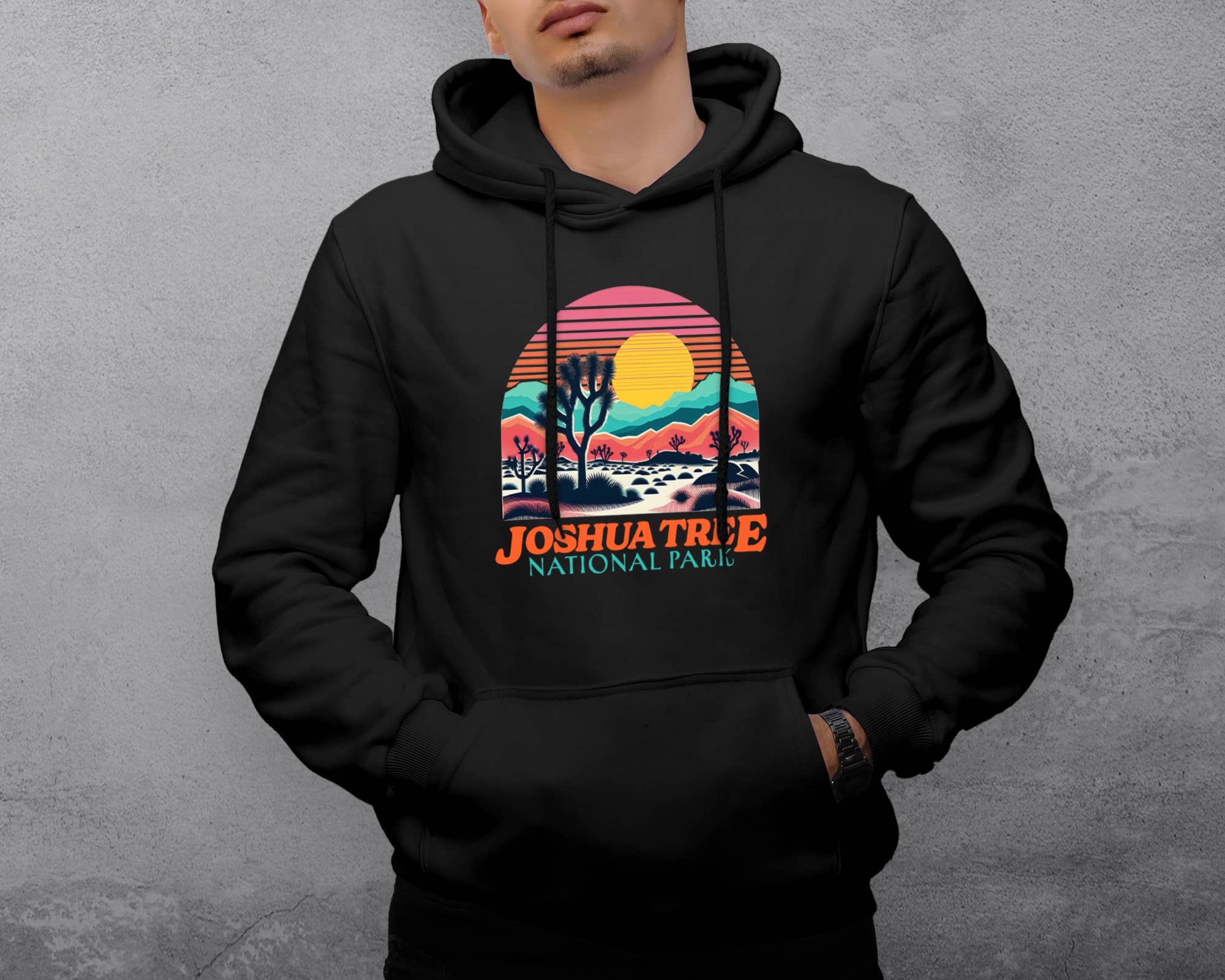 Vivtrek - Wholesale Hoodie - Unisex - Vintage Joshua Tree US National Park Retro Sunset Hoodies2
