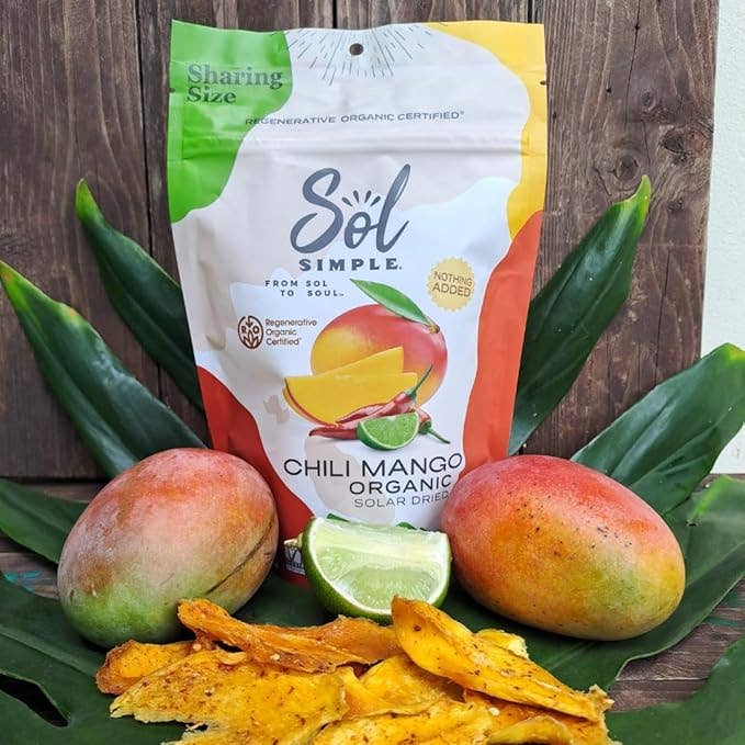Sol Simple - Wholesale Dried/Dehydrated Fruit - Regenerative Organic Certified Solar Dried Chili Mango-3oz 1