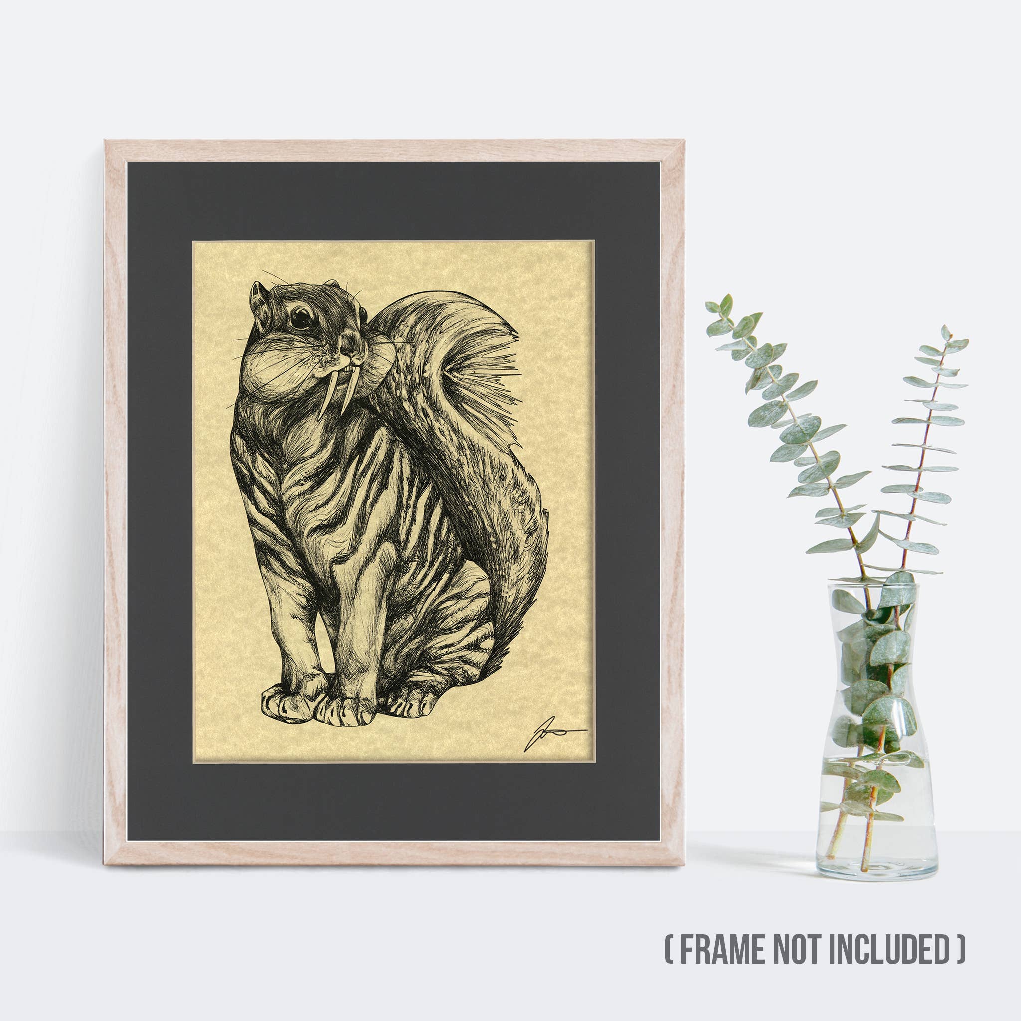 Whatif Creations - Wholesale Art Print - Sabertooth Squirrel 11x14" Parchment Print1