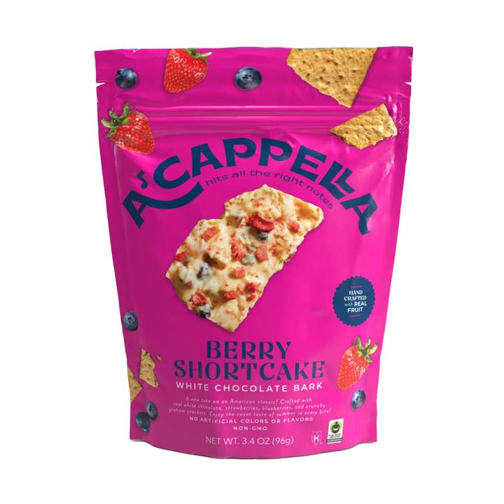 Berry Shortcake White Chocolate Bark for wholesale by A'ccapella Chocolate