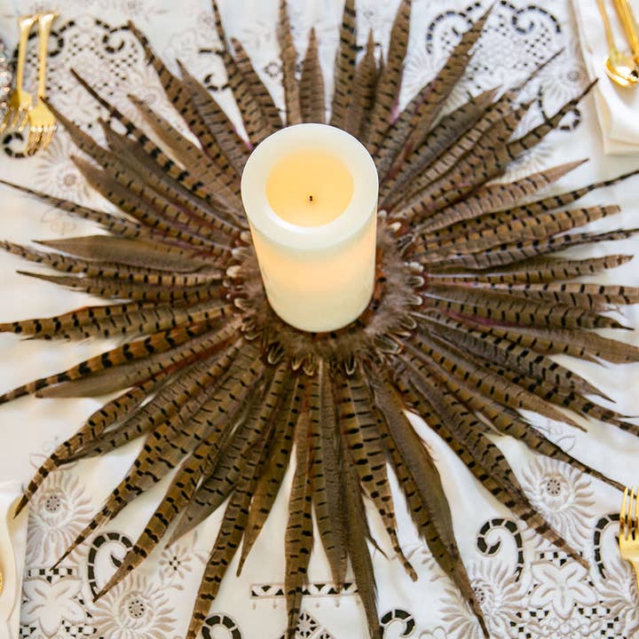 Natural Pheasant Tail Wreath for wholesale by Zucker Feather Products