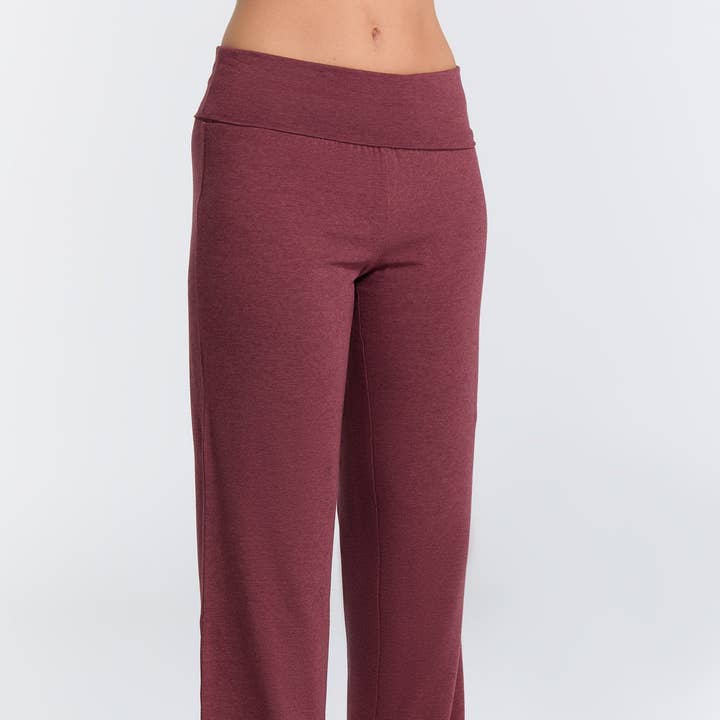 1726-062 | Pantalón de mujer con cinturilla vuelta - Café/Rojo óxido para venta al por mayor de Leela Cotton