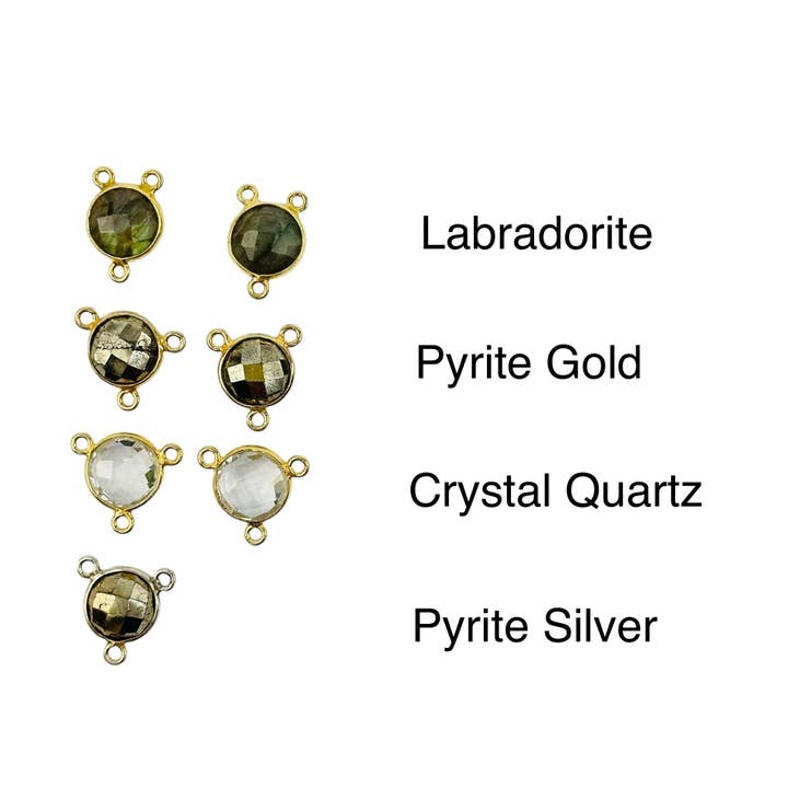 Jewelers Paradise – wholesale Individual charm/pendant – Gemstone Bezel Round Crystal Connector - 10mm - Triple Bail 2