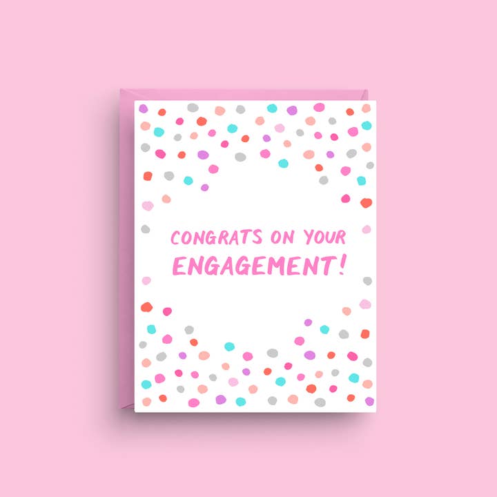 Engagement Card - Colorful Confetti Congratulations Greeting for wholesale by Nicole Marie Paperie