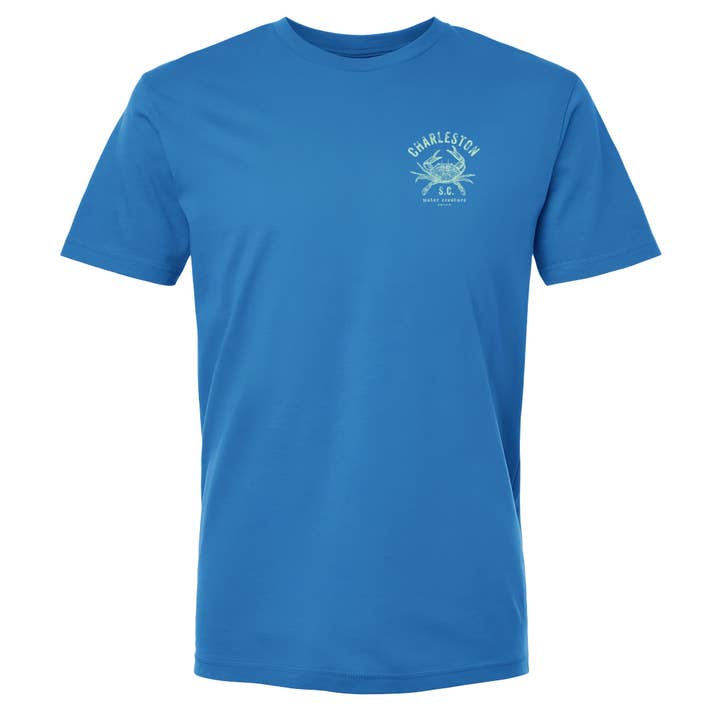 Charleston Apparel - Wholesale Screen Printed T-Shirt - Unisex - Customizable Blue Crab Etching - our original artist drawing
