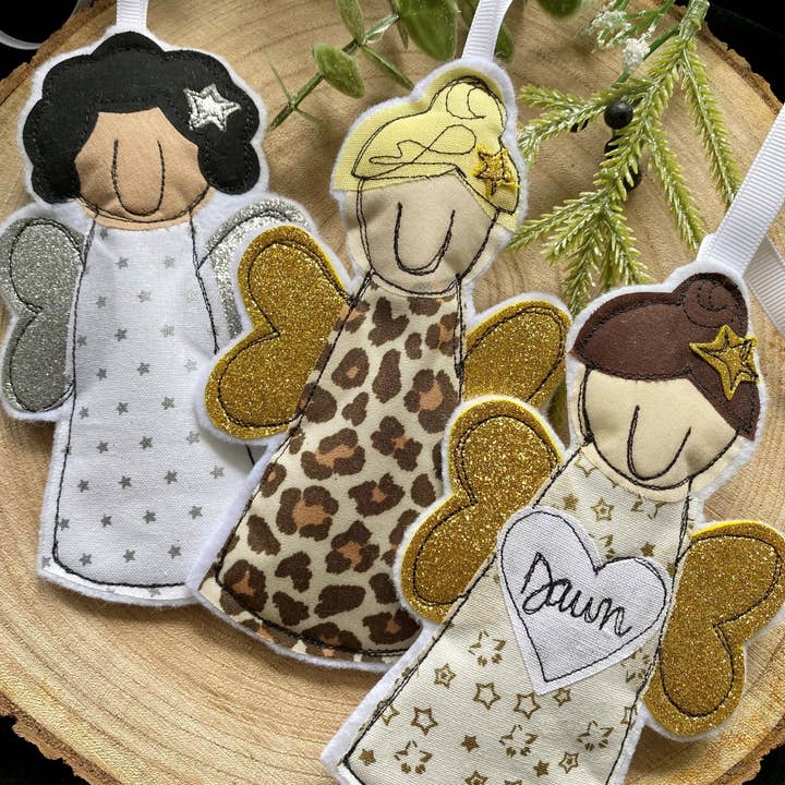 Girl Friday Embroidery – wholesale Ornament – Leopard print christmas fairy decoration1