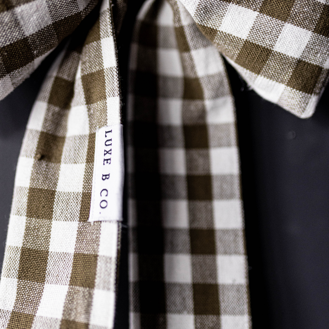 Luxe B Co - Wholesale Christmas Decoration - Bows Olive Green Gingham Fabric2