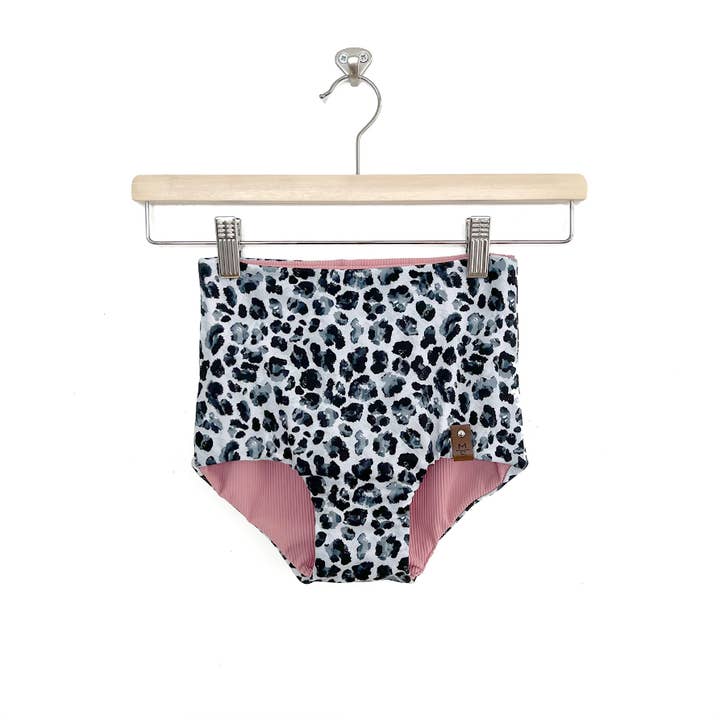 Kylie Swim High Waisted Bottoms - Leopard + Pink Rib for wholesale by MINI Street
