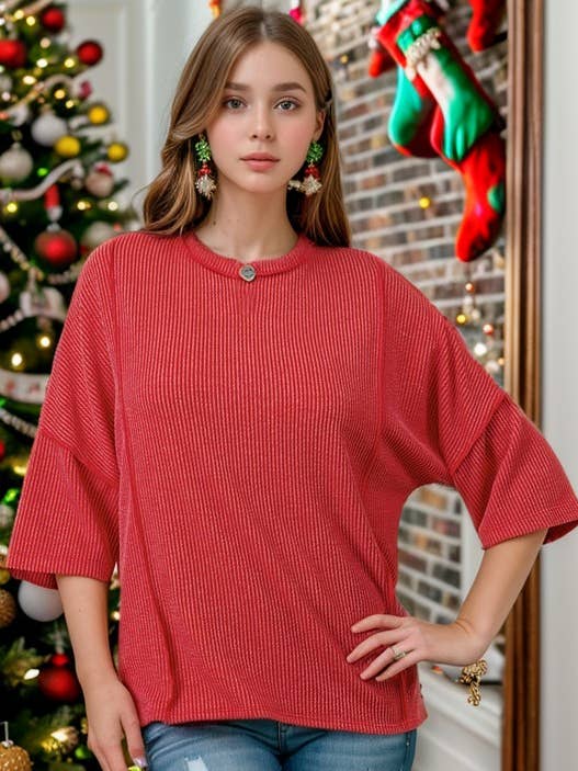 T8318-Open Neck Top for wholesale by Blumin Apparel