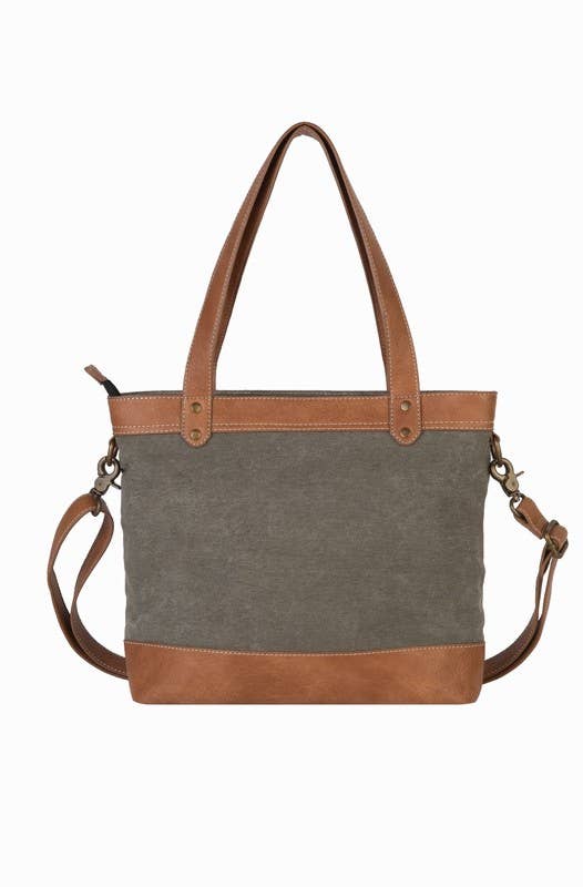 Mona B. - Wholesale Shoulder Bag - Women's - Vintage Script Up-Cycled Canvas Women's Shoulder Bag3