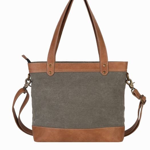 Mona B. - Wholesale Shoulder bag – women's - Vintage Script Up-Cycled Canvas Women's Shoulder Bag3