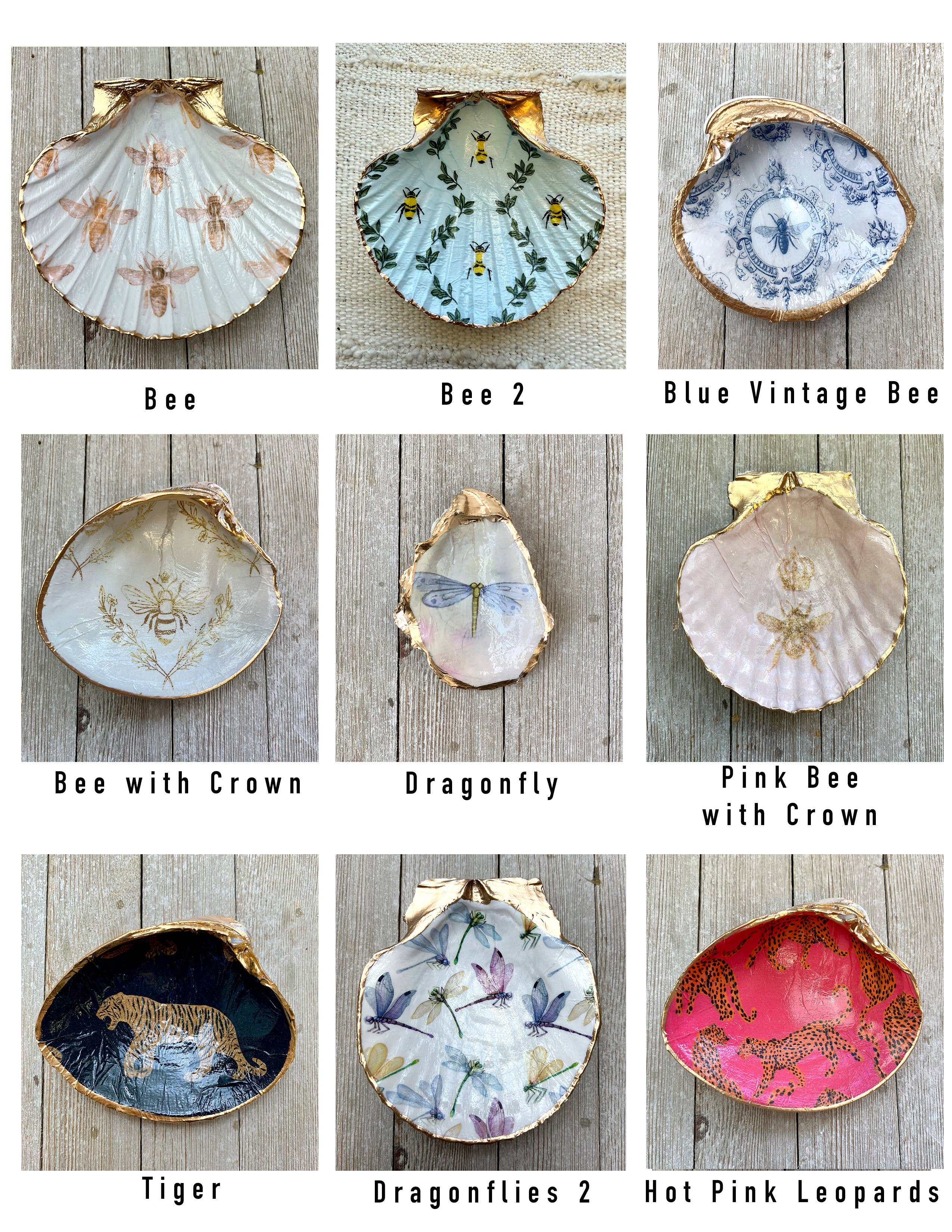 Ten Twenty Six Designs – Prato/tigela decorativa por atacado – Conjunto de Conchas para Decoupage – Vieira, Ostra ou Amêijoa13