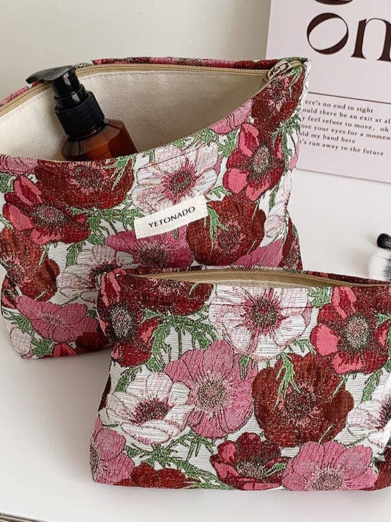 Elegant Color Block Floral Makeup Bag DP25C582 for wholesale by Dipped Shop