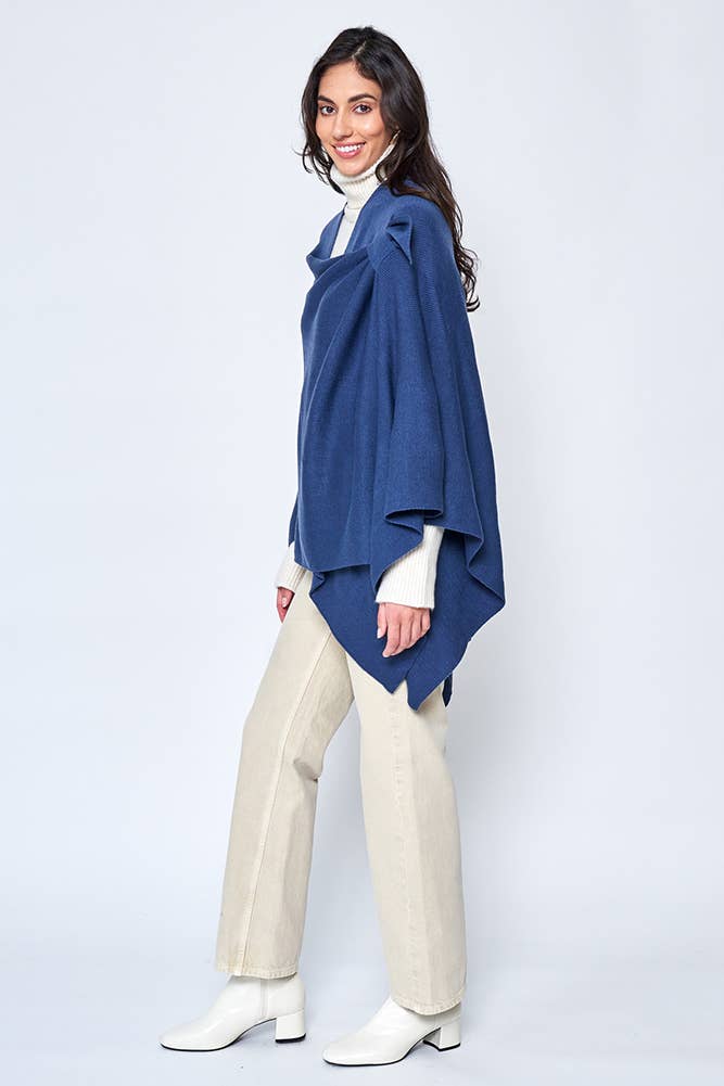 Hana - Venta al por mayor Poncho - Mujer - Ruana sólida con correa para el hombro17