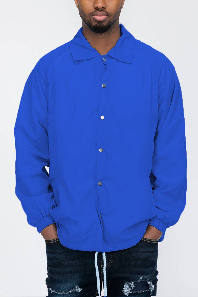 WEIV - Wholesale Jacket - Men's - Solid Coachs Jacket Snap Button Closure8