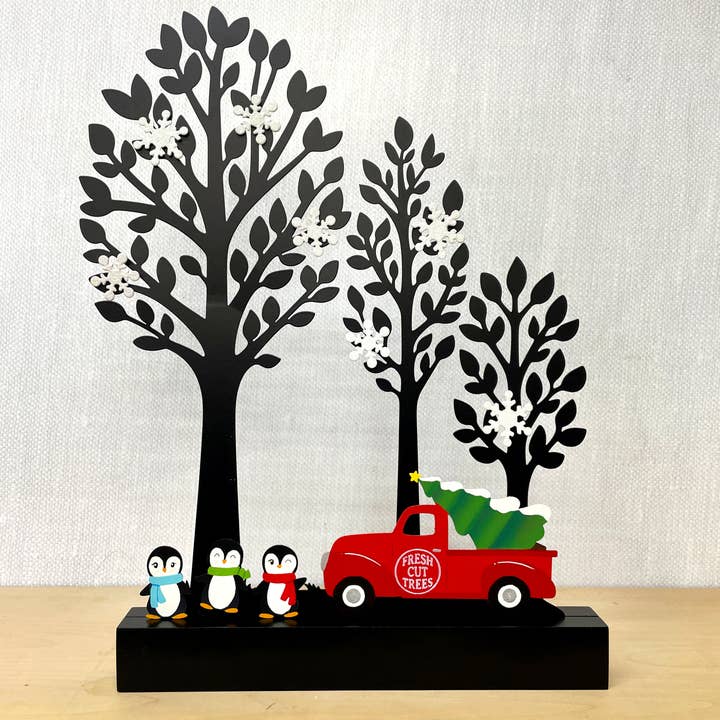 Roeda Studio - Vente Aimants - Aimant Camion de Noël avec Arbre, Décoration de Camion de Noël