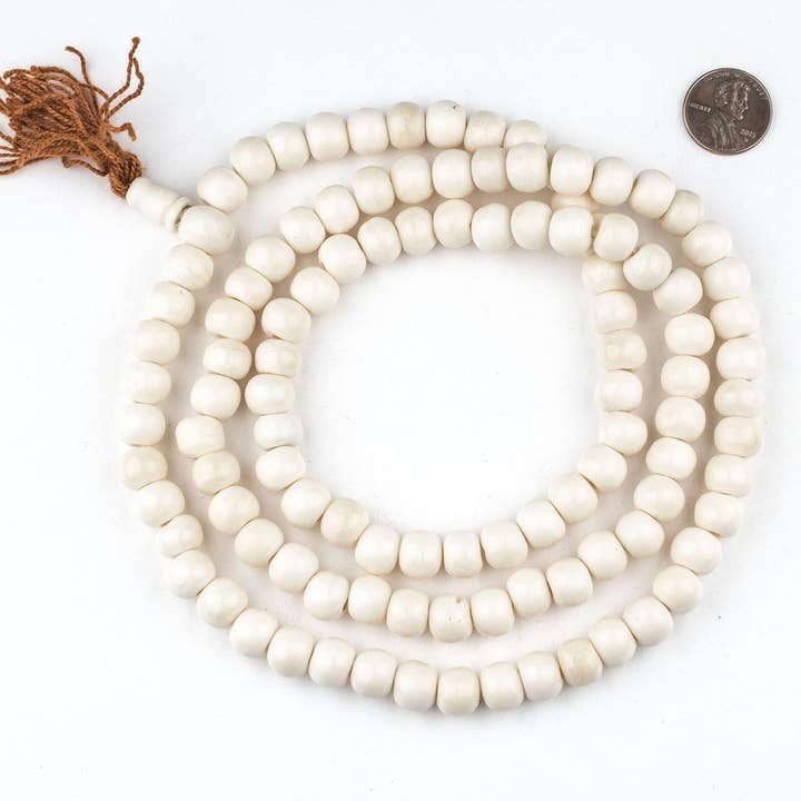 10mm White Bone Mala Beads for wholesale by The Bead Chest