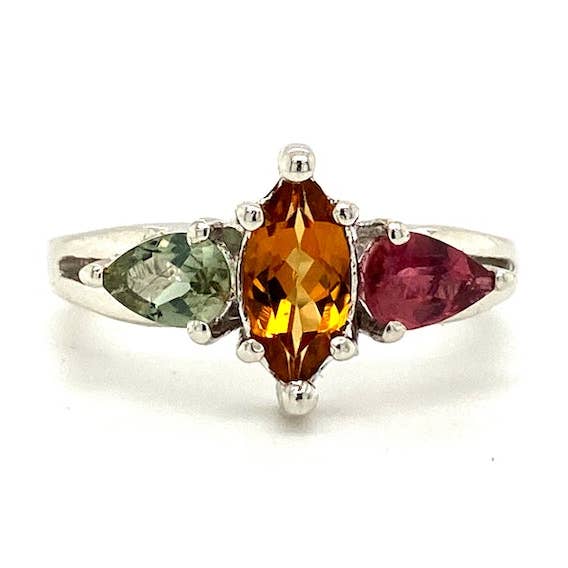 Multi Tourmaline Ring in .925 Sterling Silver KSR - 17419 for wholesale by Kotawala Jewels