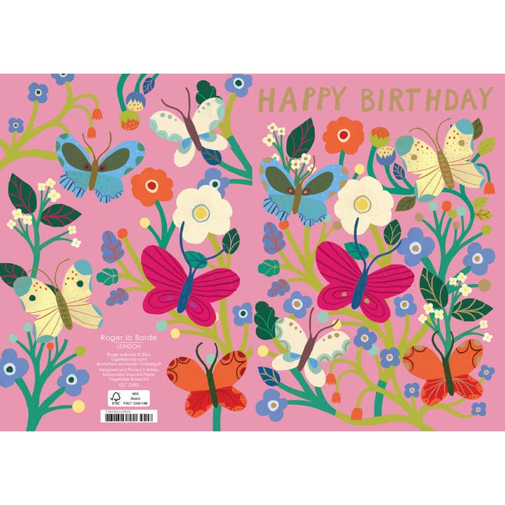 Roger La Borde - Wholesale Birthday Card - Happy Butterflies Greeting card single - GC 2392