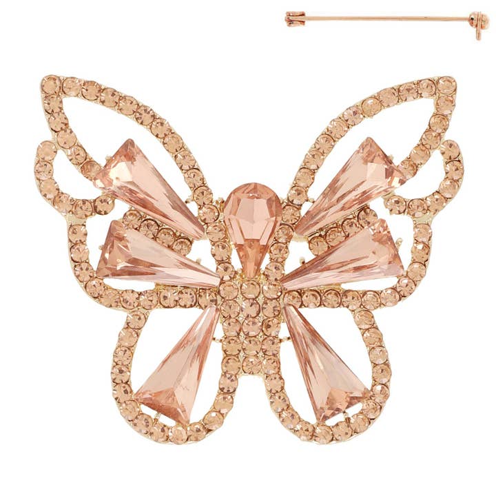 SP Sophia Collection - Wholesale Brooch - Vintage Crystal Gemstone Butterfly Brooch Pin