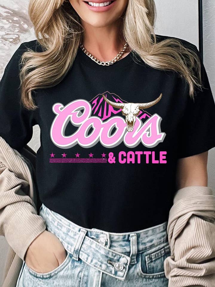 CAMISETA ESTAMPADA UNISEX DE MANGA CORTA PLUS WESTERN SKULL para venta al por mayor de Pink Irene Wholesale