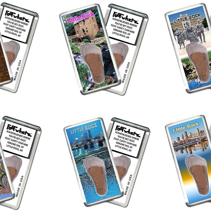 Little Rock FootWhere® Souvenir Magnet. 72 pieces/ 6 assorted styles. for wholesale by FootWhere- USA Group, Inc.