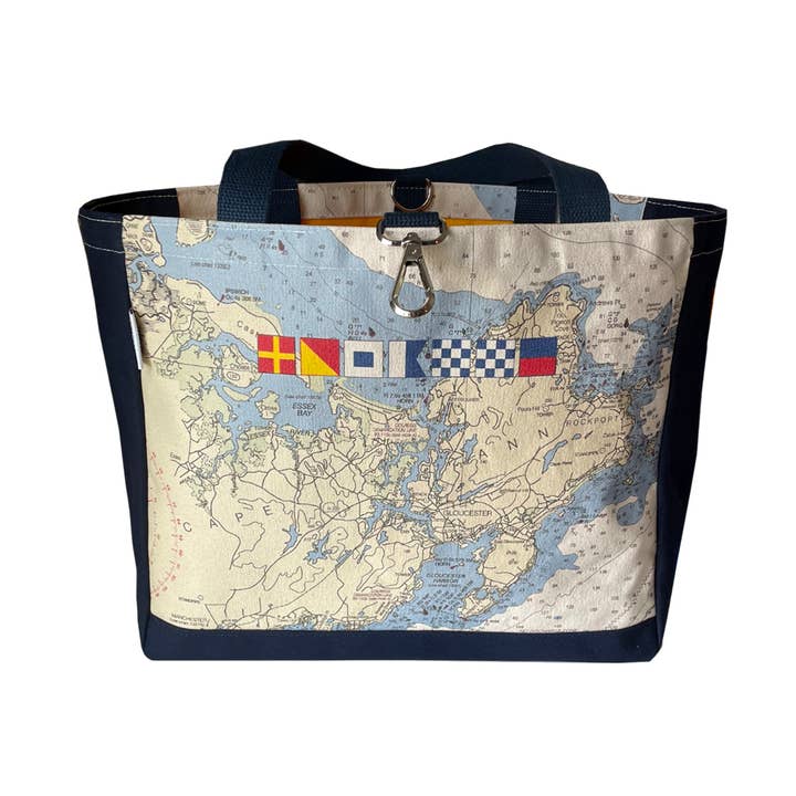 Not for Navigation - Wholesale Tote Bag - Women's - Coastal Nautical Clip Tote – Personalized Map Tote Bag1