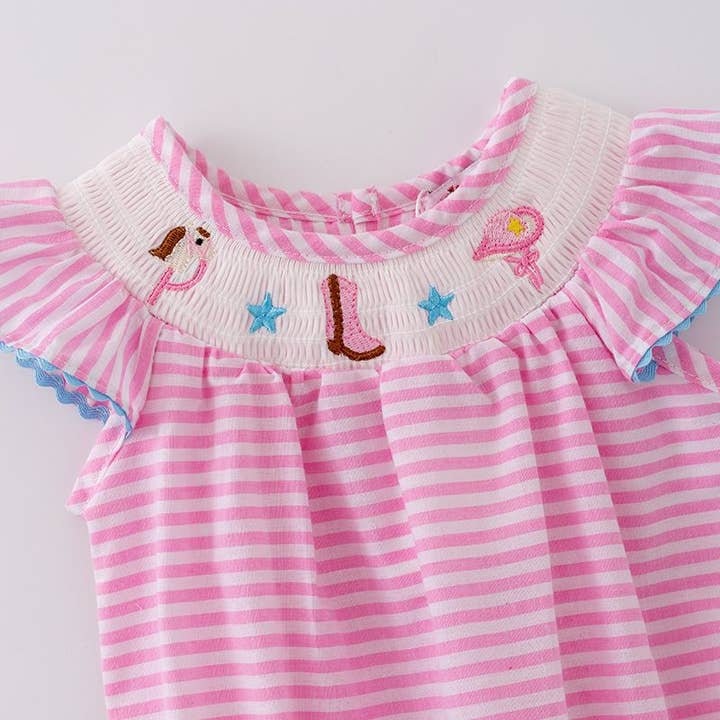 Clover Cottage - Wholesale Bodysuit (Non-Footed) - Baby - Cowgirl Smocked Baby Romper