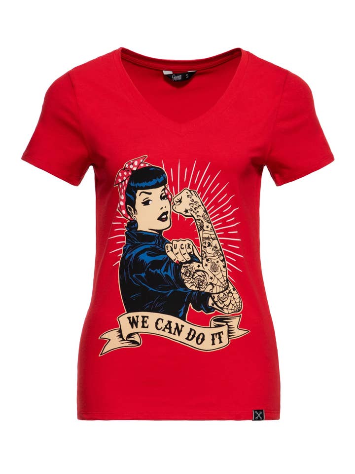 KING KEROSIN - Wholesale Screen Printed T-Shirt - Women's - Short-sleeve shirt "We can do it - Inked"8