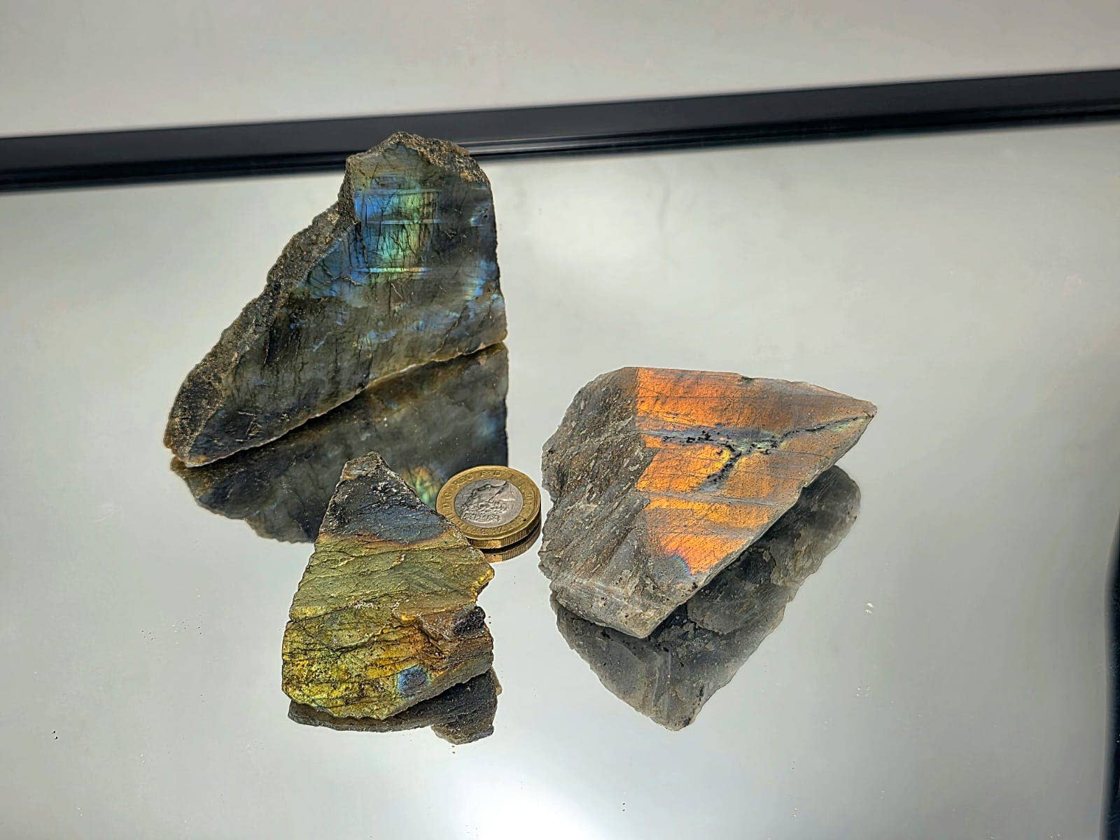 Distinction Crystals – wholesale Spiritual stone/crystal – Labradorite Crystal Slices, Half Polished 250g Batch1
