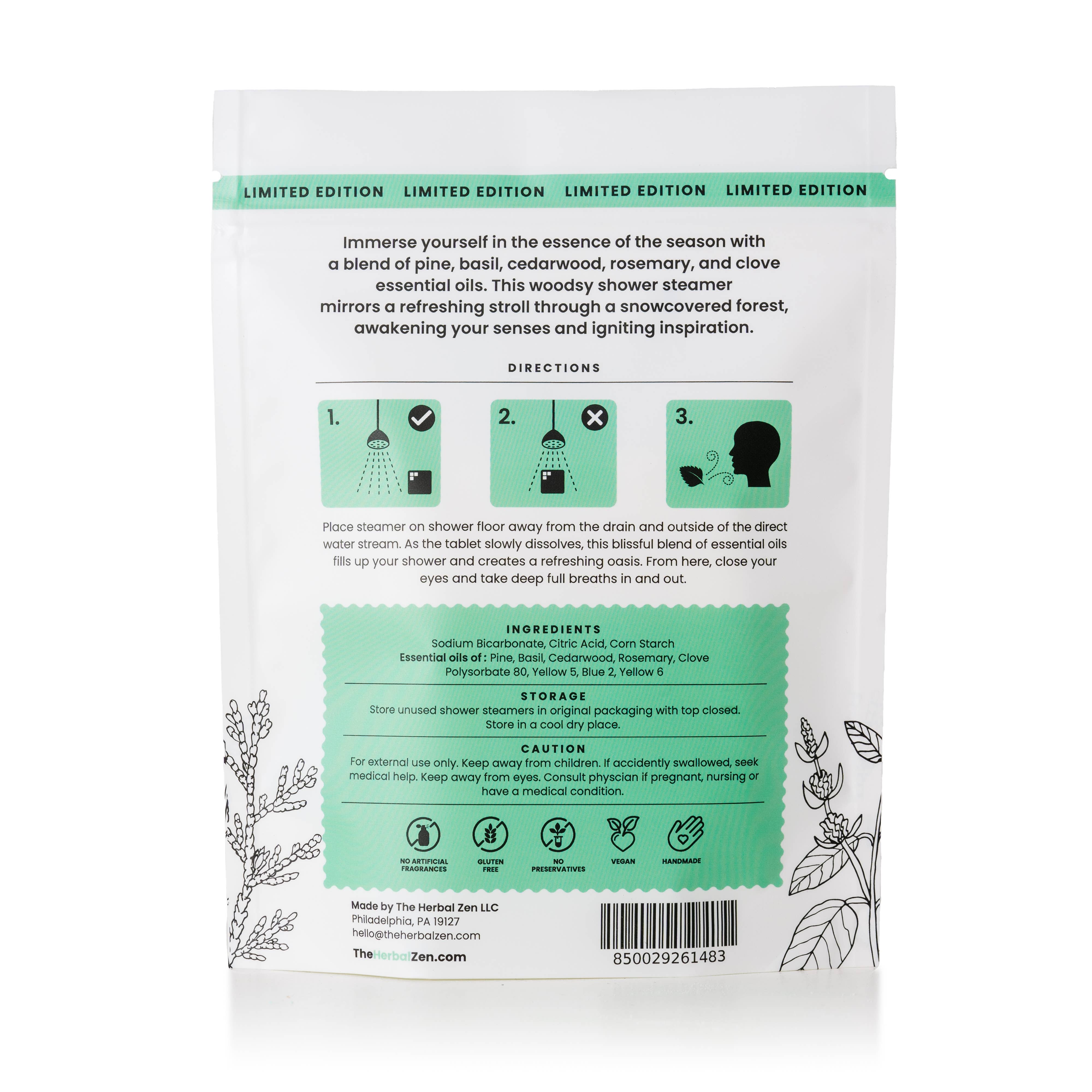 The Herbal Zen - Vente Bombe de douche/galet bien-être pour la douche - Promeneur d'Hiver Galets de Douche – Indispensable des Fêtes à Feuillage Persistant4