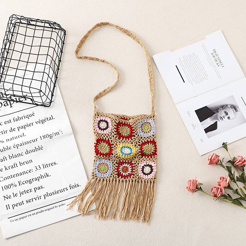 Funkyrel® Atzbranding Limited – Engroshandel Crossbodytaske - Dame – Tassel Hækletaske - Udsøgt Skuldertaske0