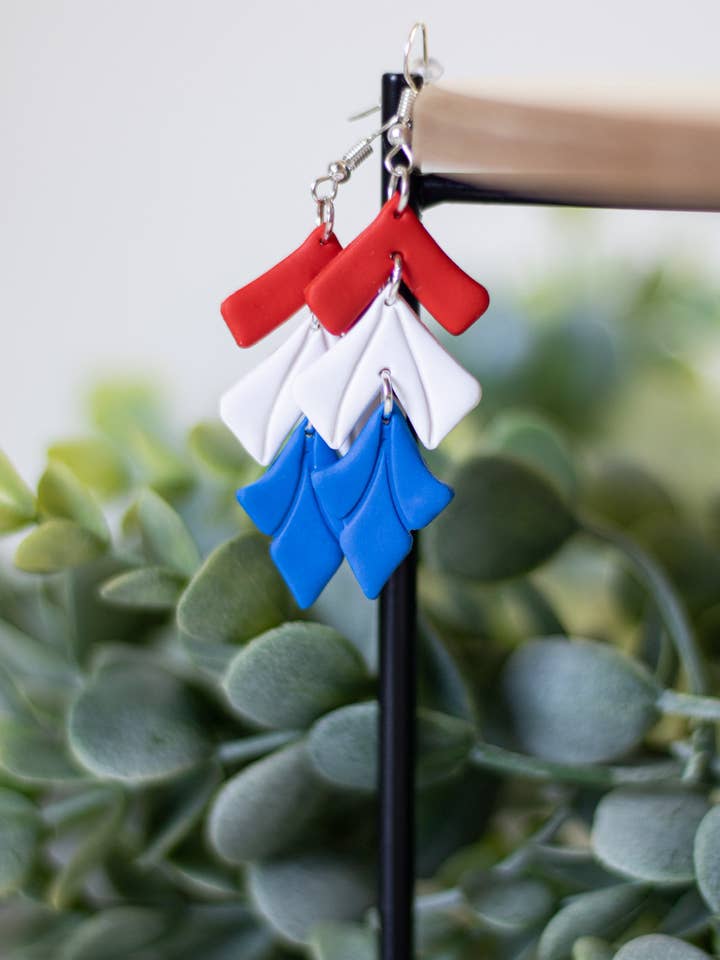 Red White & Blue Tiered Dangles - Memorial Day/July 4th for wholesale by EJ Clay Co